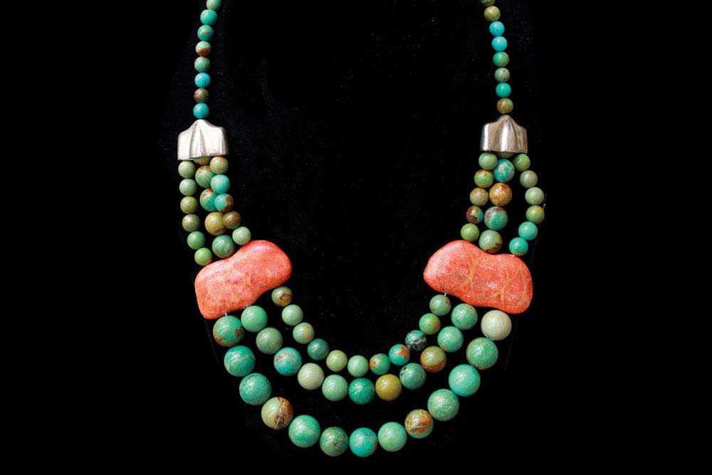 Sterling Turquoise & Coral Necklace - Necklaces